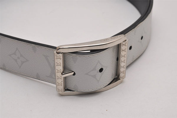 Auth Louis Vuitton Monogram Eclipse Ceinture Reverso Belt 85cm 33.5" White 7120I