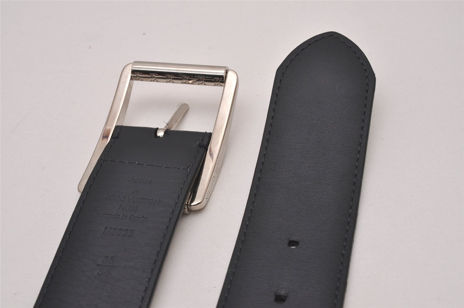 Auth Louis Vuitton Monogram Eclipse Ceinture Reverso Belt 85cm 33.5