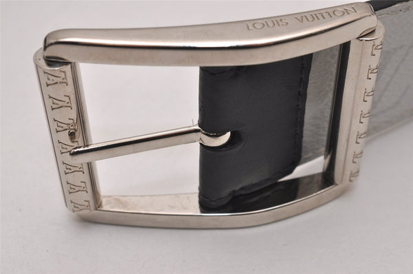 Auth Louis Vuitton Monogram Eclipse Ceinture Reverso Belt 85cm 33.5" White 7120I