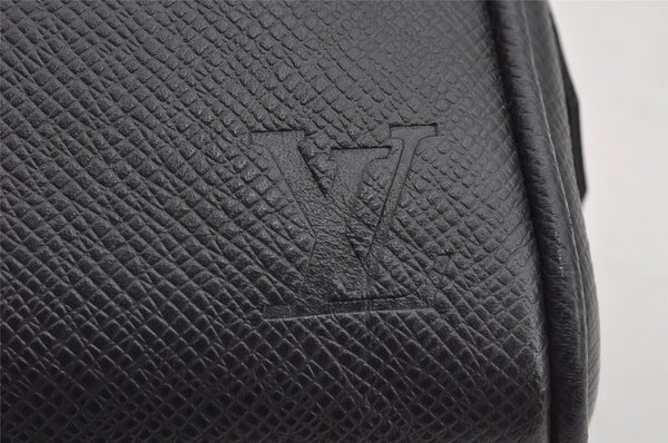 Authentic Louis Vuitton Taiga Trousse Ivan Clutch Bag Black M32492 LV 7121J