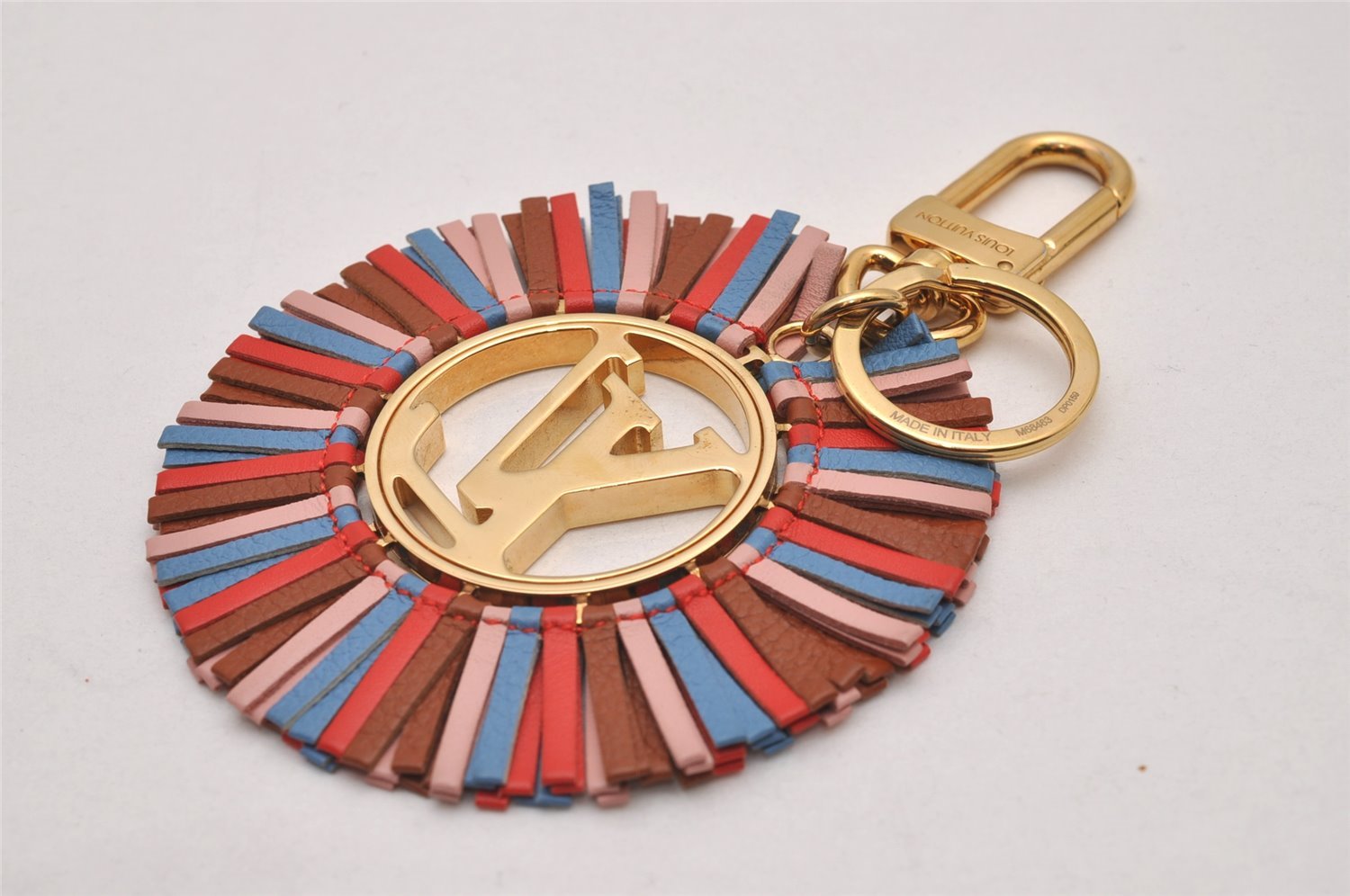 Authentic Louis Vuitton Porte Cles LV Fringe Key Charm Leather Multicolor 7122I