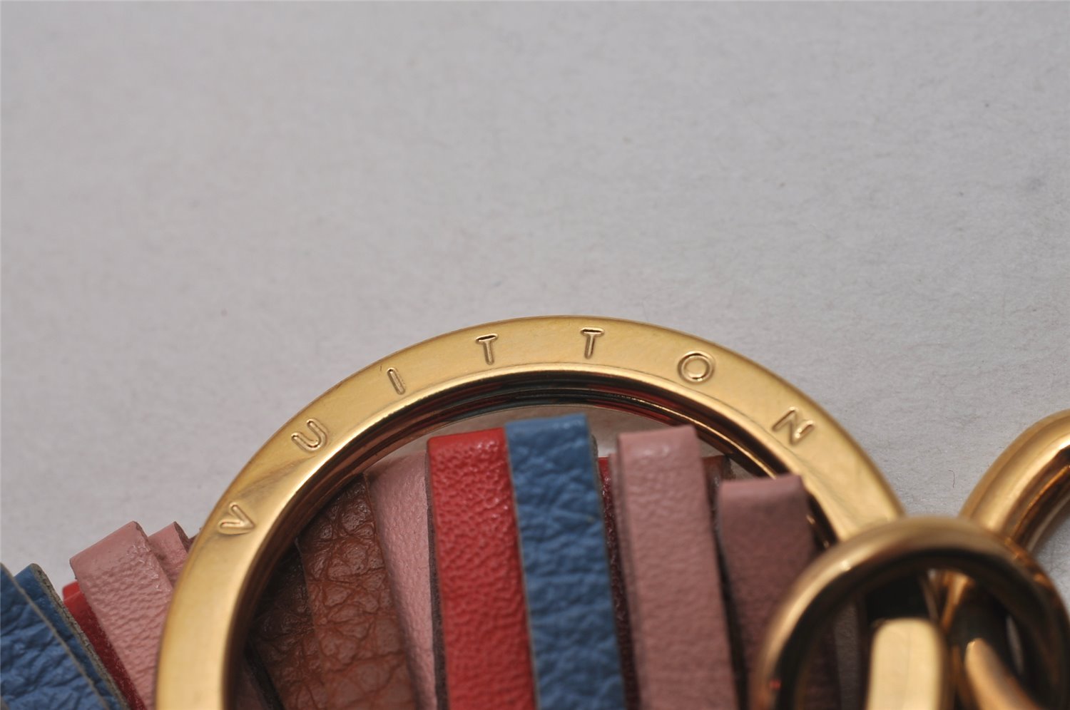 Authentic Louis Vuitton Porte Cles LV Fringe Key Charm Leather Multicolor 7122I