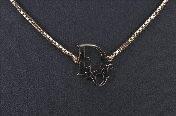 Authentic Christian Dior Gold Tone Chain Pendant Necklace CD 7122K