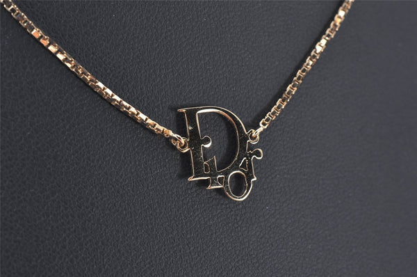 Authentic Christian Dior Gold Tone Chain Pendant Necklace CD 7122K