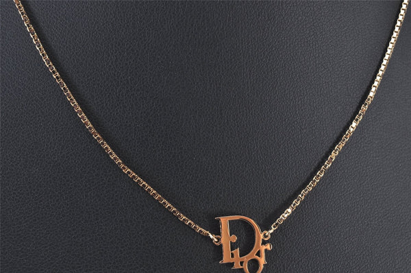 Authentic Christian Dior Gold Tone Chain Pendant Necklace CD 7122K