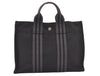 Authentic HERMES Vintage Fourre Tout PM Hand Tote Bag Purse Canvas Black 7125K