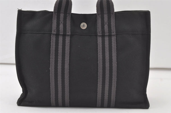 Authentic HERMES Vintage Fourre Tout PM Hand Tote Bag Purse Canvas Black 7125K