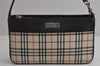 Authentic BURBERRY Nova Check Shoulder Hand Bag Purse Nylon Leather Beige 7126J