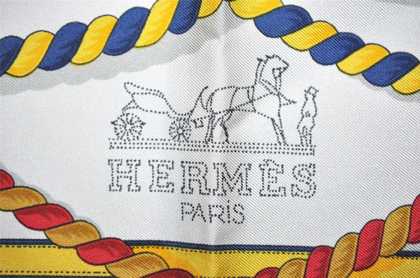 Authentic HERMES Carre 90 Scarf "GRANDE TENUE" Silk Navy 7126K