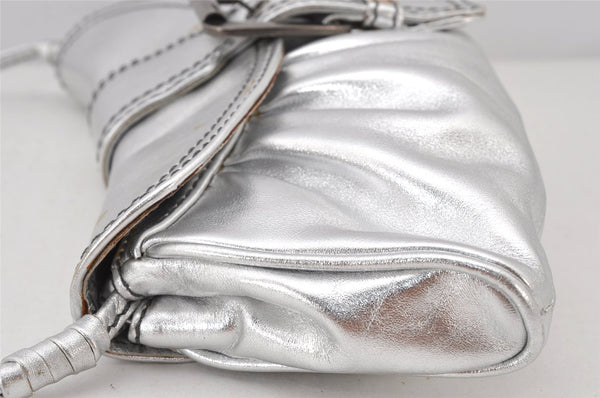 Authentic CELINE Vintage Shoulder Hand Bag Purse Leather Silver 7127K