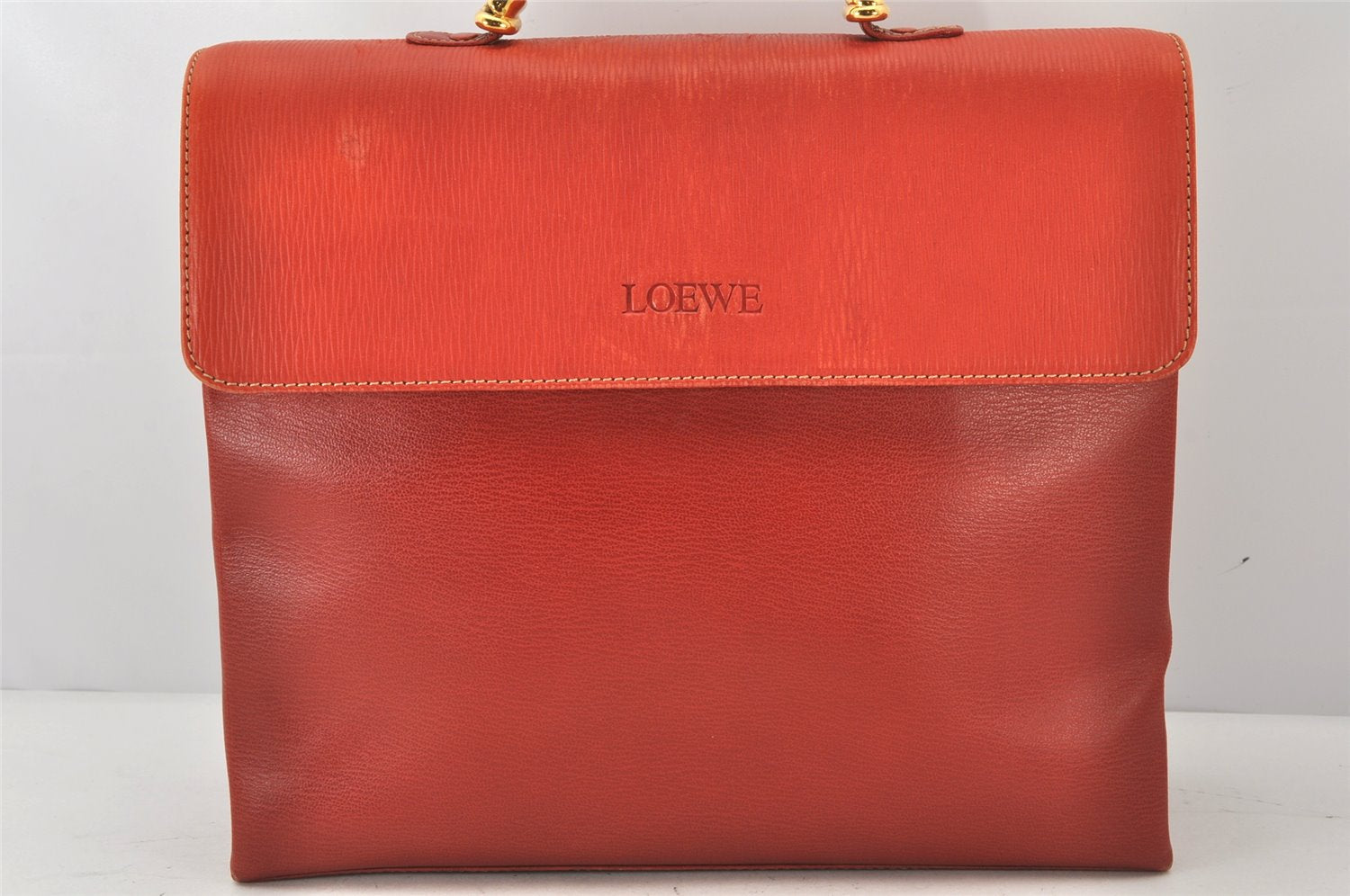 Authentic LOEWE Velazquez Vintage 2Way Shoulder Hand Bag Purse Leather Red 7128K