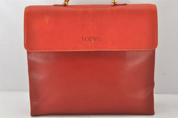 Authentic LOEWE Velazquez Vintage 2Way Shoulder Hand Bag Purse Leather Red 7128K