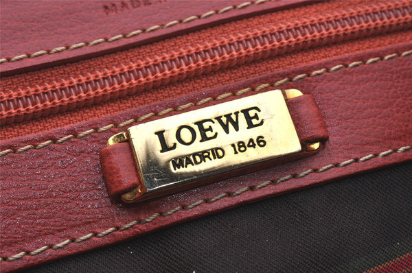 Authentic LOEWE Velazquez Vintage 2Way Shoulder Hand Bag Purse Leather Red 7128K