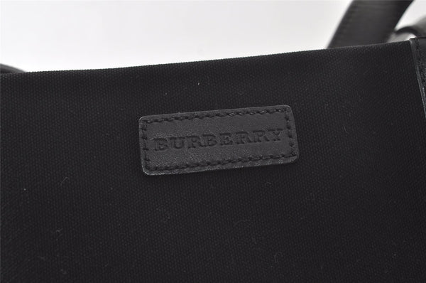 Authentic BURBERRY Vintage Shoulder Tote Bag Canvas Leather Black 7130K