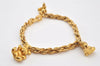 Authentic GIVENCHY Vintage Chain Bracelet Bear Motif Gold Tone 7132K