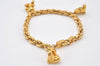 Authentic GIVENCHY Vintage Chain Bracelet Bear Motif Gold Tone 7132K