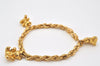 Authentic GIVENCHY Vintage Chain Bracelet Bear Motif Gold Tone 7132K