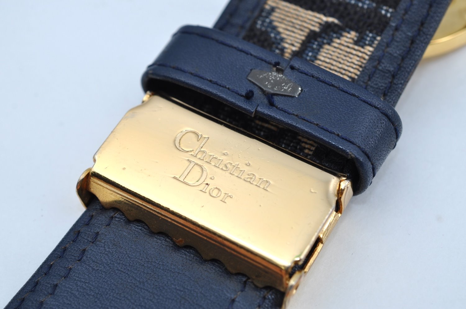 Authentic Christian Dior Trotter Belt Canvas Leather :24-26.4
