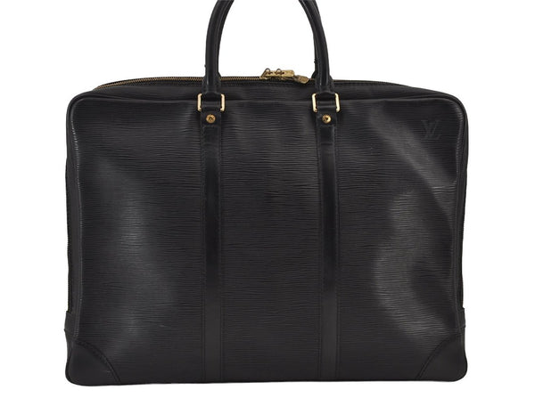 Authentic Louis Vuitton Epi Porte Documents Voyage Briefcase M59162 Black 7134J