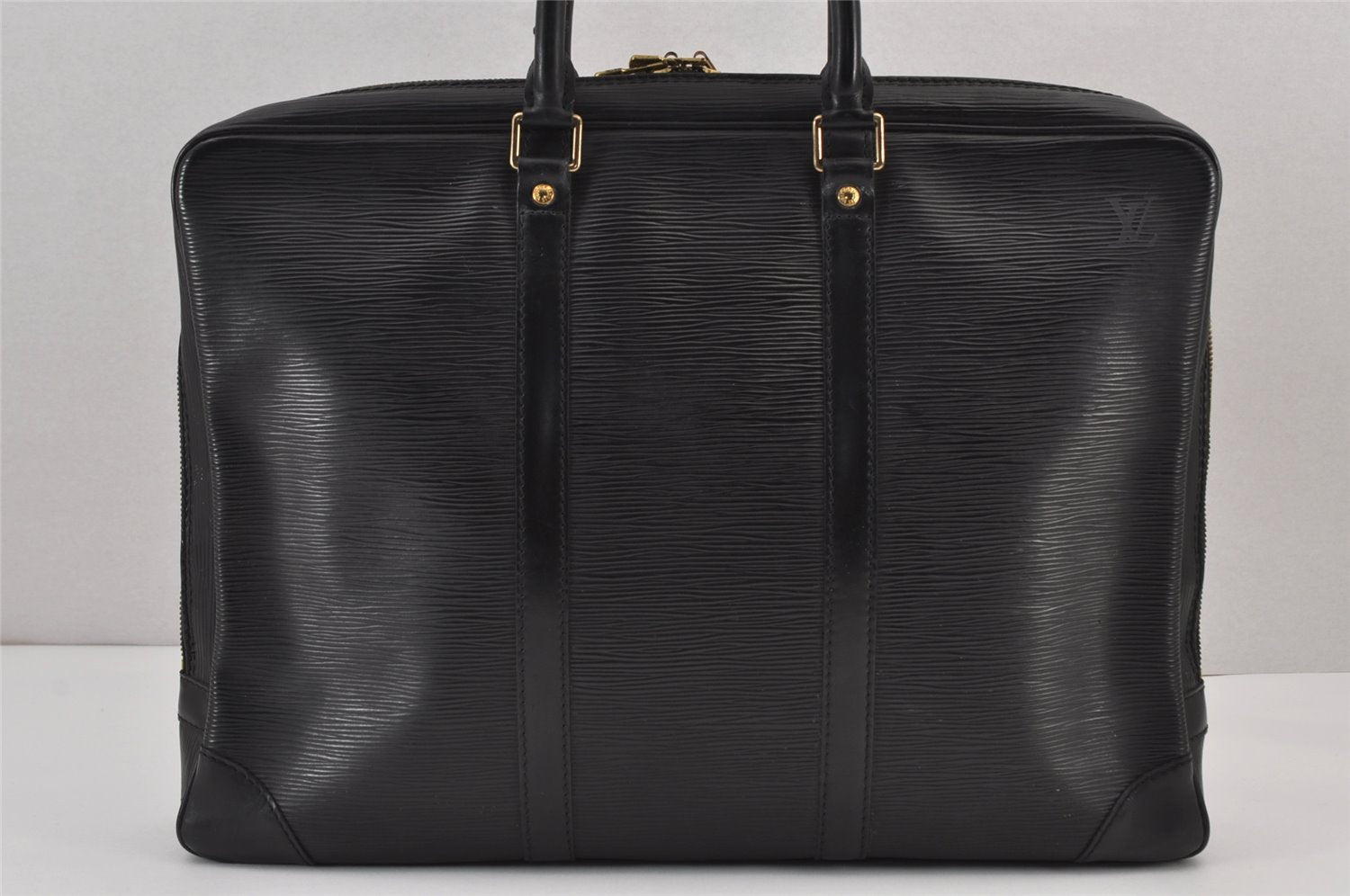 Authentic Louis Vuitton Epi Porte Documents Voyage Briefcase M59162 Black 7134J