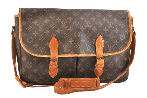 Authentic Louis Vuitton Monogram Gibeciere GM Shoulder Cross Bag M42246 LV 7137K