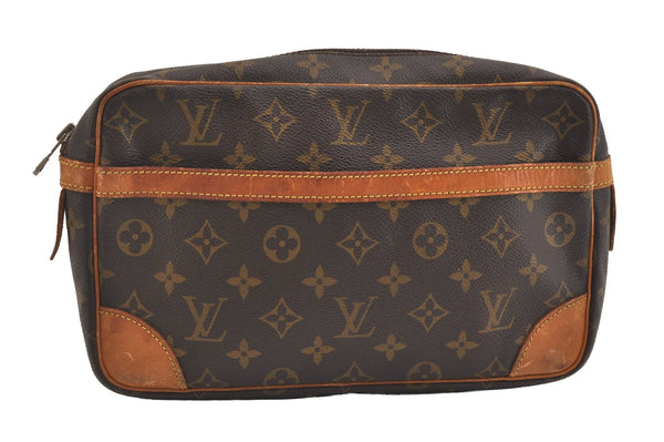 Authentic Louis Vuitton Monogram Compiegne 28 Clutch Hand Bag M51845 LV 7139J