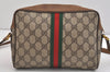 Authentic GUCCI Web Sherry Line Shoulder Cross Bag GG PVC Leather Brown 7140J