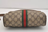 Authentic GUCCI Web Sherry Line Shoulder Cross Bag GG PVC Leather Brown 7140J