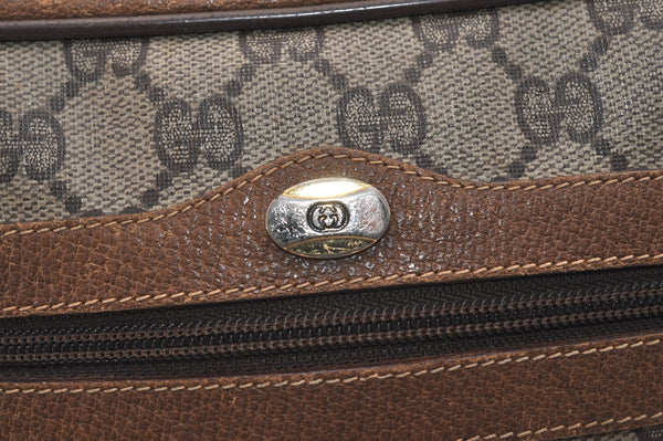 Authentic GUCCI Web Sherry Line Shoulder Cross Bag GG PVC Leather Brown 7140J