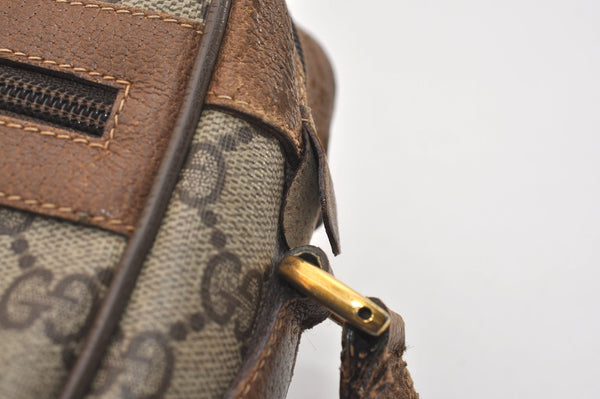 Authentic GUCCI Web Sherry Line Shoulder Cross Bag GG PVC Leather Brown 7140J