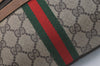 Authentic GUCCI Web Sherry Line Shoulder Cross Bag GG PVC Leather Brown 7140J