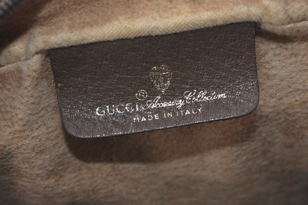 Authentic GUCCI Web Sherry Line Shoulder Cross Bag GG PVC Leather Brown 7140J