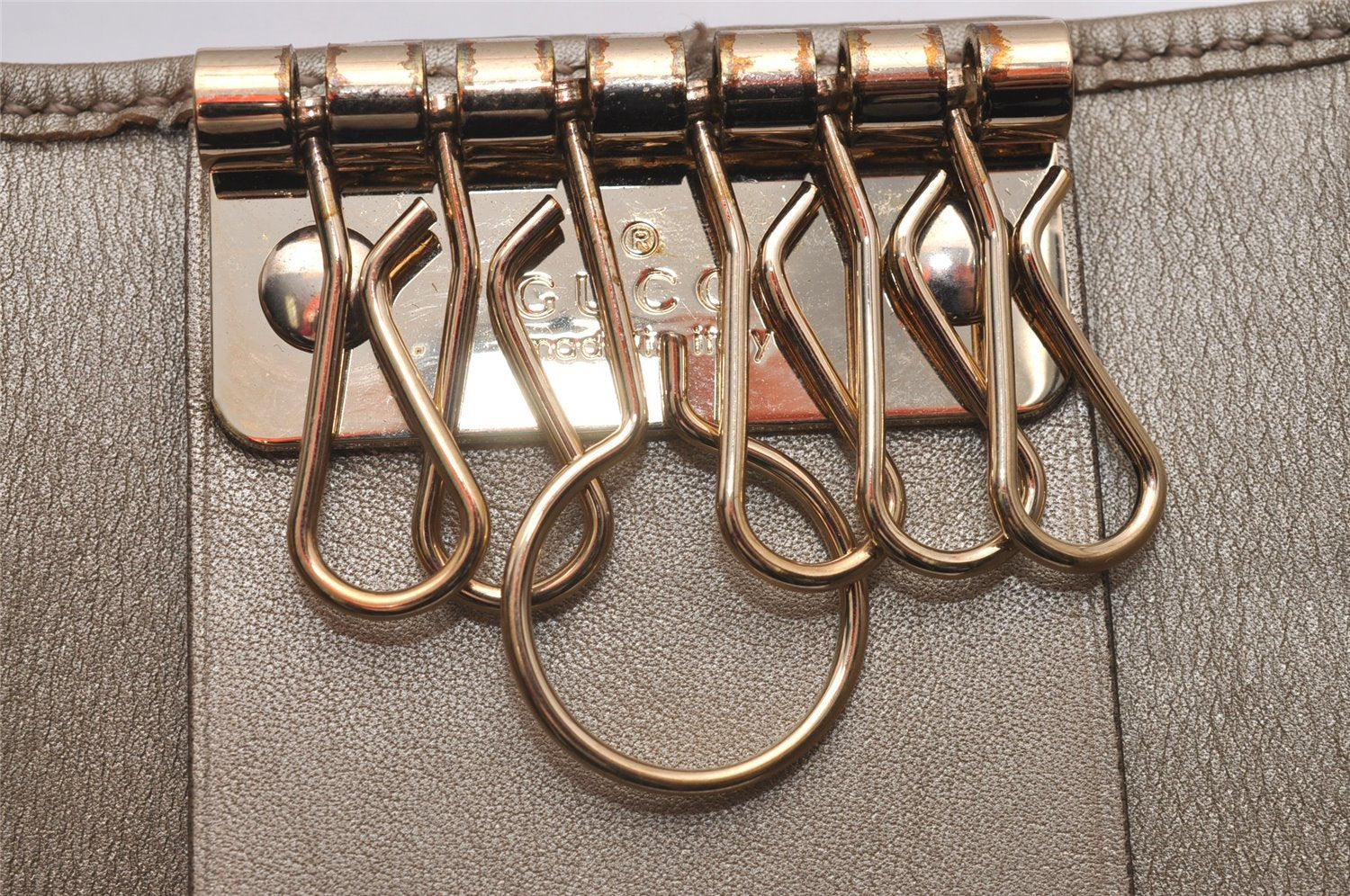 Authentic GUCCI Vintage 6 Hooks Key Case GG Canvas Leather 282432 Brown 7142I