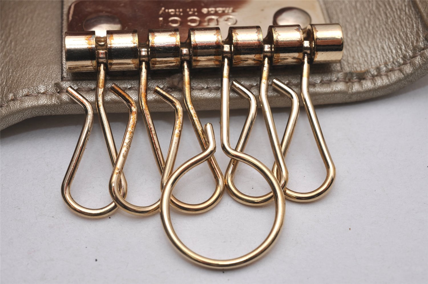 Authentic GUCCI Vintage 6 Hooks Key Case GG Canvas Leather 282432 Brown 7142I