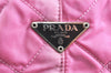 Authentic PRADA Vintage Nylon Tessuto Leather Shoulder Tote Bag Pink 7147K