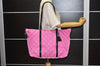 Authentic PRADA Vintage Nylon Tessuto Leather Shoulder Tote Bag Pink 7147K