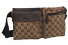 Authentic GUCCI Vintage Waist Body Bag Purse GG Canvas Leather 28566 Brown 7148J