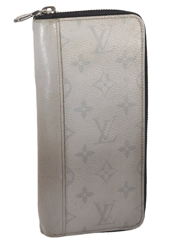 Authentic Louis Vuitton Taiga Rama Zippy Wallet Vertical White M30446 LV 7150I