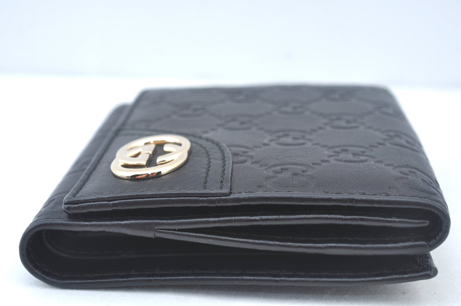 Authentic GUCCI Guccissima New Britt Wallet GG Leather 181594 Black Box 7154I