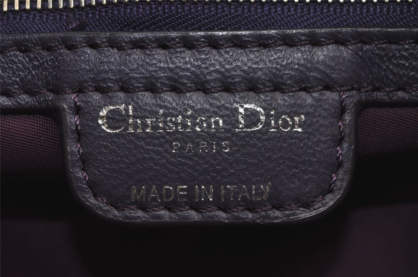 Authentic Christian Dior Cannage Nylon Leather Shoulder Hand Bag Purple CD 7154J