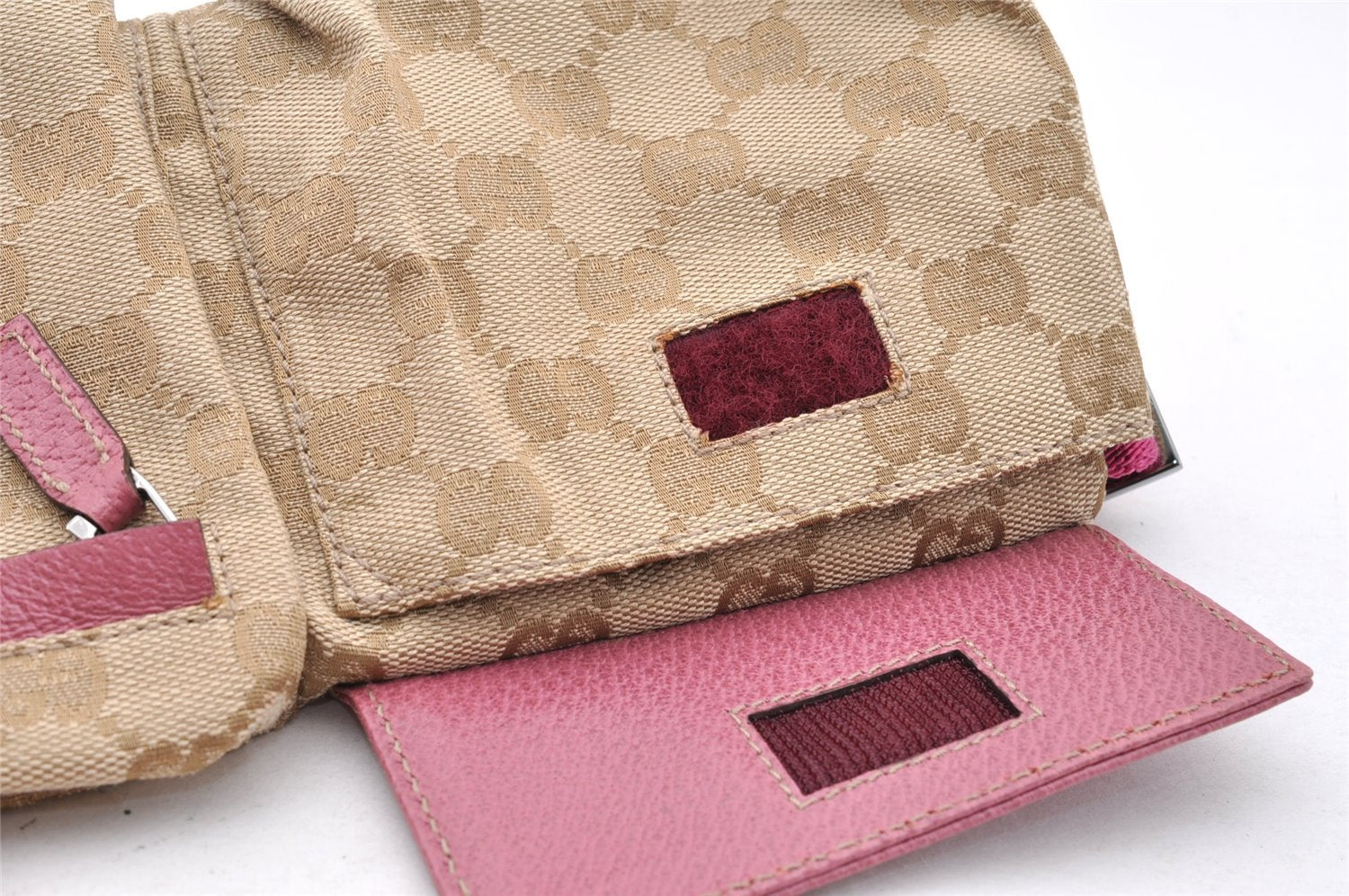 Authentic GUCCI Sherry Line Waist Body Bag GG Canvas Leather 162962 Beige 7156I