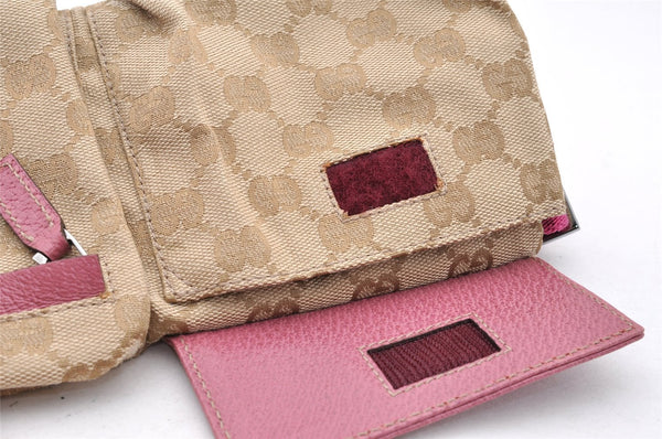 Authentic GUCCI Sherry Line Waist Body Bag GG Canvas Leather 162962 Beige 7156I
