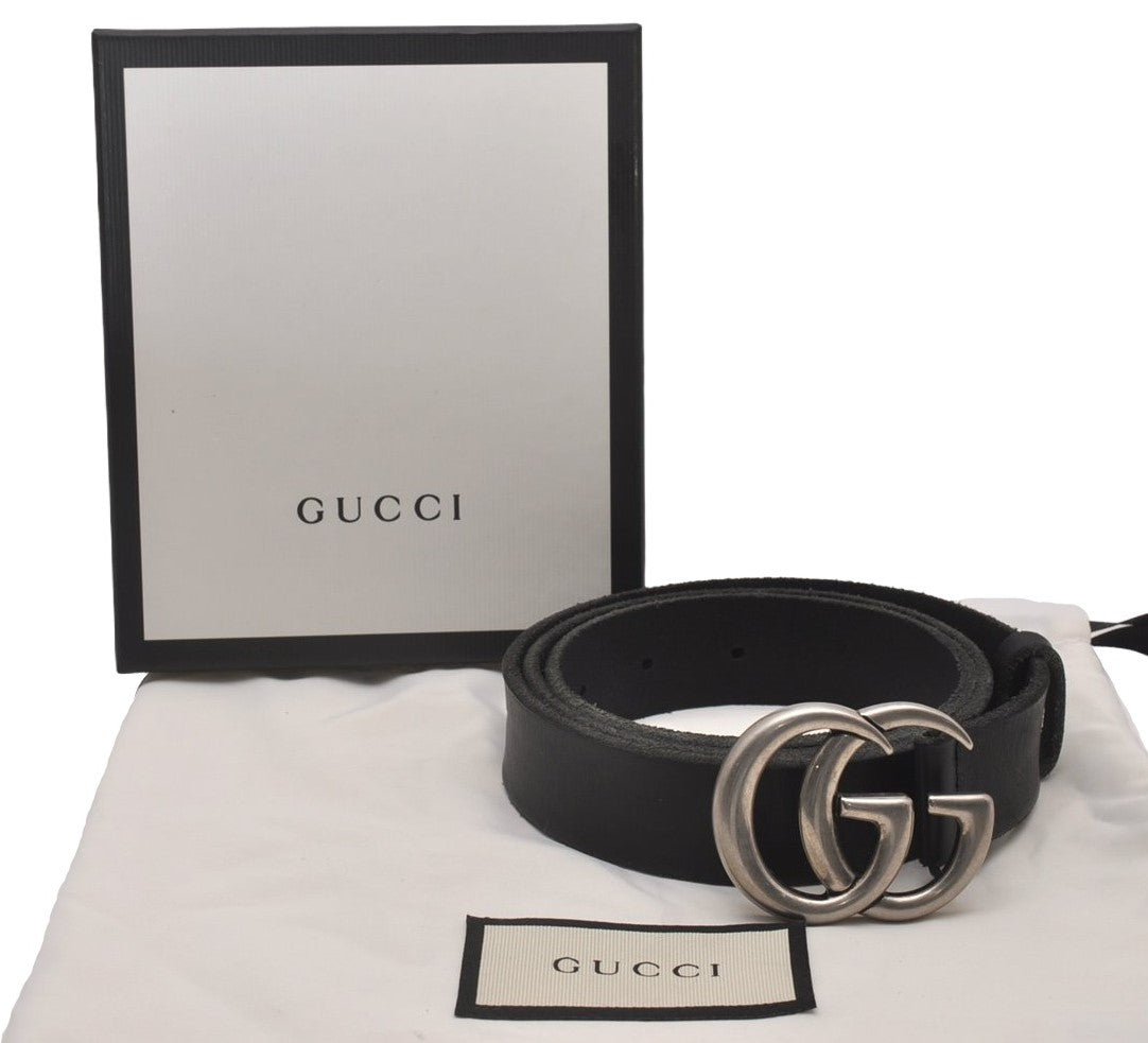 Authentic GUCCI Double G Leather Belt Size 90cm 35.4