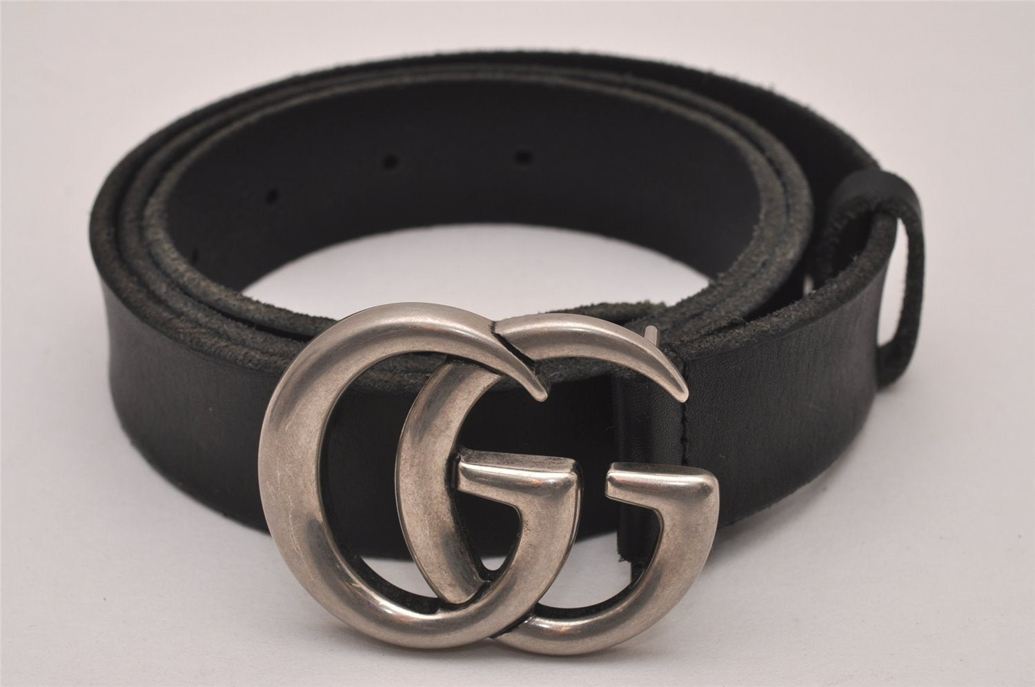 Authentic GUCCI Double G Leather Belt Size 90cm 35.4