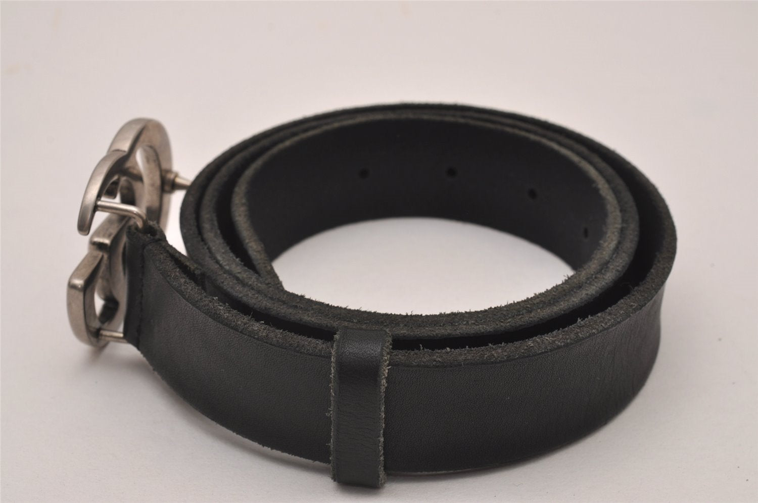 Authentic GUCCI Double G Leather Belt Size 90cm 35.4