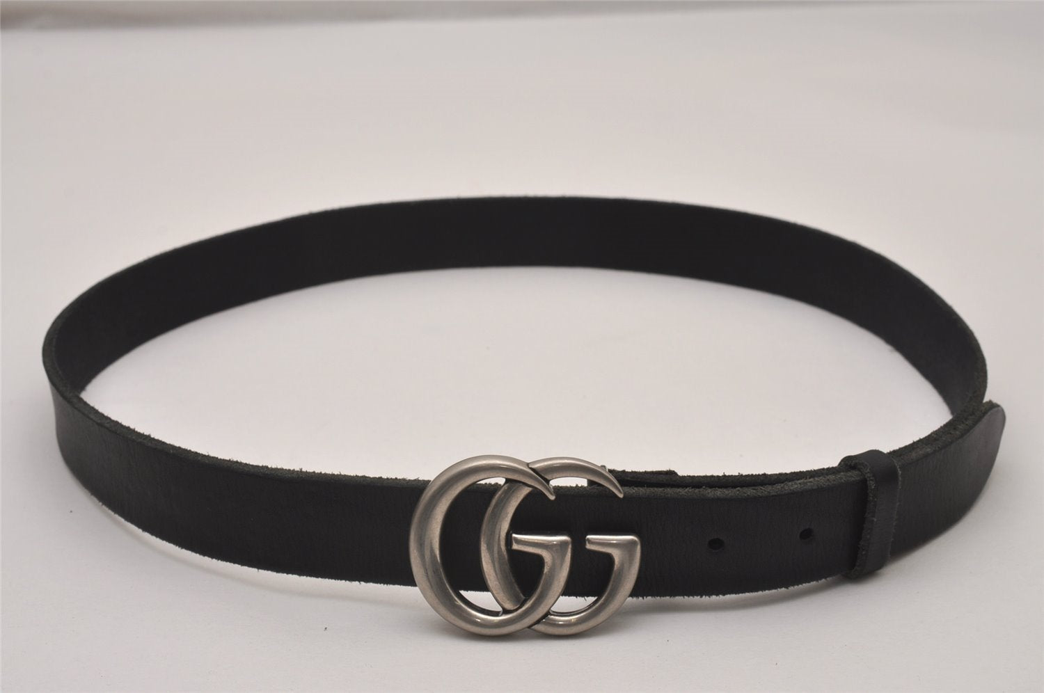 Authentic GUCCI Double G Leather Belt Size 90cm 35.4