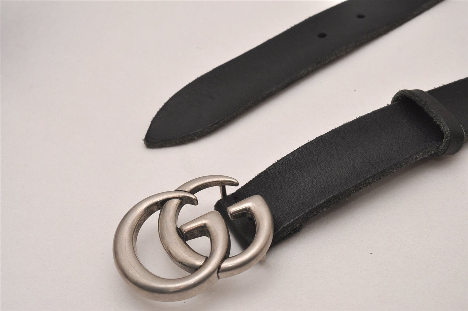 Authentic GUCCI Double G Leather Belt Size 90cm 35.4