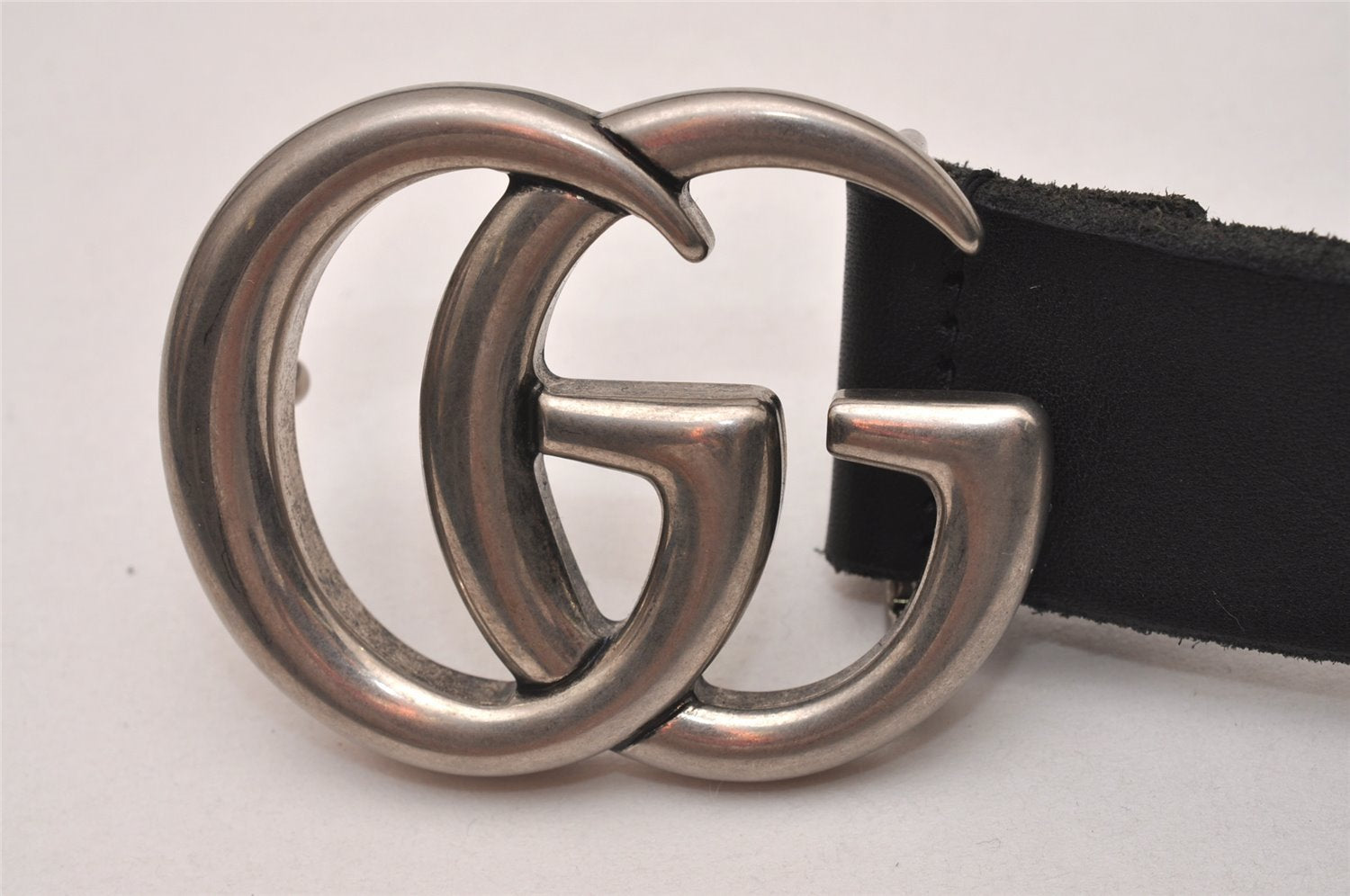 Authentic GUCCI Double G Leather Belt Size 90cm 35.4