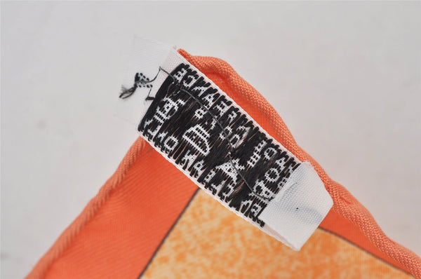 Authentic HERMES Carre 90 Scarf "FACE AU LARGE" Silk Orange Box 7159K