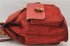 Authentic GUCCI Vintage Bamboo Drawstring Backpack Suede Leather Red 7160K